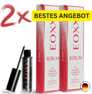 2er Set - EOXX SERUM 3 in 1 - Wimpernserum - Augenbrauen - & Pflegeserum - Hormonfrei - Beste vegane Formel - Funktioniert auch mit Extensions - (2 x 4 ml)