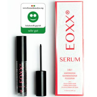 EOXX SERUM Wimpernserum / Augenbrauenserum - Beste vegane Formel - Natürliches Schönheitsprodukt - lange Wimpern & volle Augenbrauen - Funktioniert auch mit Extensions 1 x 4 ml