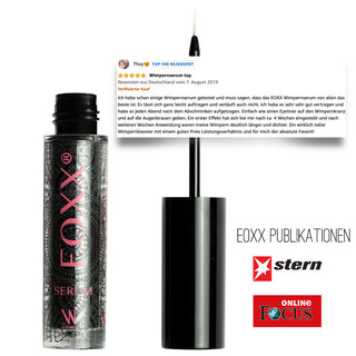 EOXX SERUM Wimpernserum / Augenbrauenserum - Beste vegane Formel - Natürliches Schönheitsprodukt - lange Wimpern & volle Augenbrauen - Funktioniert auch mit Extensions 1 x 4 ml